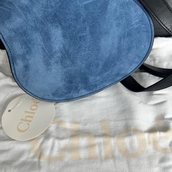 Brand New With Tags Chloe Marcie Cross Body Saddle Blue Suede Bag - Picture 8 of 13